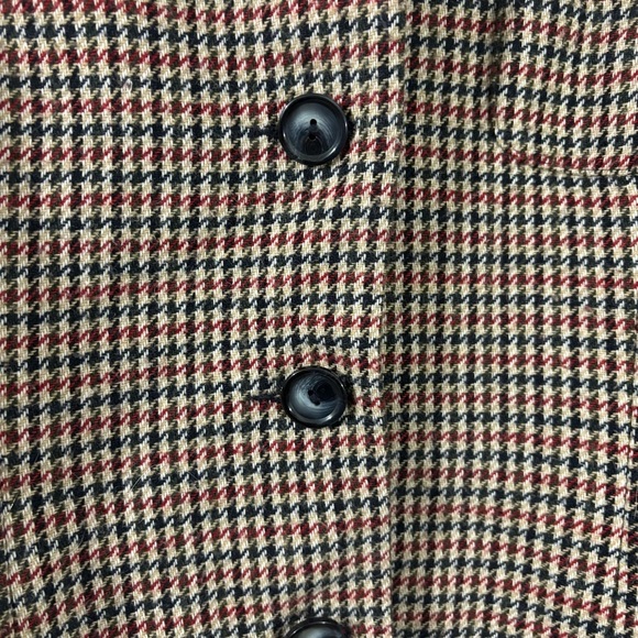 Vtg Norton McNaughton Womens 16 Black White Red Houndstooth Blazer Jacket Velvet - Picture 11 of 11